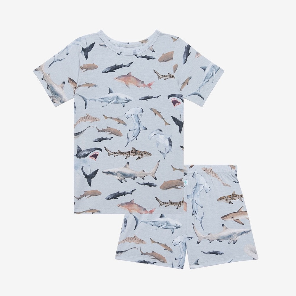 Posh Peanut Bamboo Unisex Short Sleeve Pjs Pajamas 2T Maverick Shark